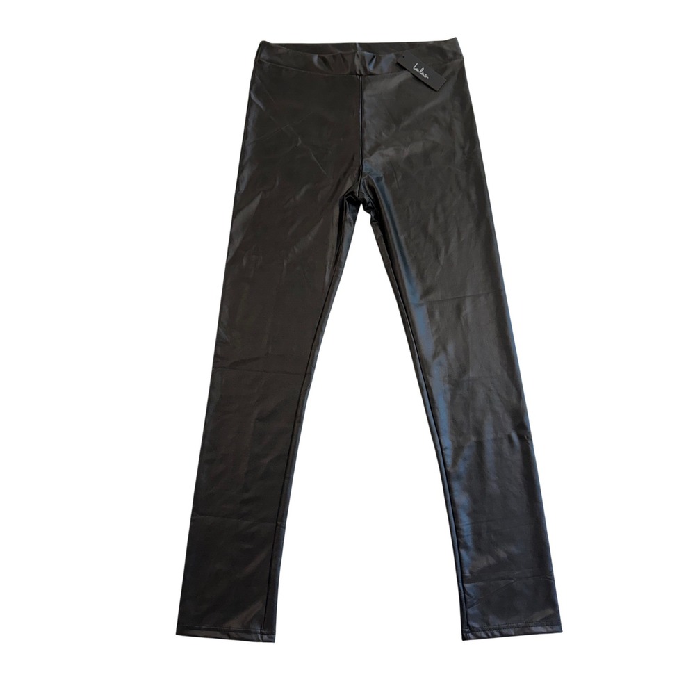 Lulus XL Black Faux Leather Leggings High Waist Stretch Pants New